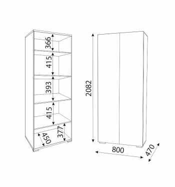 Шкаф 800 мм Осло (ручка брусок) полки (Риннер) в Верхней Салде - verhnyaya-salda.mebel-e96.ru