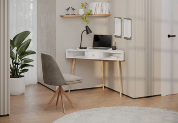 Стол письменный угловой, арт.6-01104, белый(ГК) в Верхней Салде - verhnyaya-salda.mebel-e96.ru