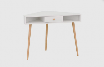 Стол письменный угловой, арт.6-01104, белый(ГК) в Верхней Салде - verhnyaya-salda.mebel-e96.ru