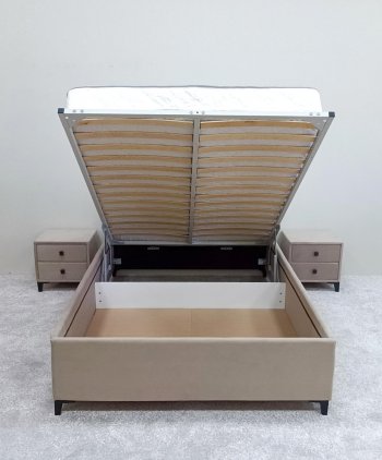 Кровать с подъемным механизмом Мега беж (Лин) в Верхней Салде - verhnyaya-salda.mebel-e96.ru
