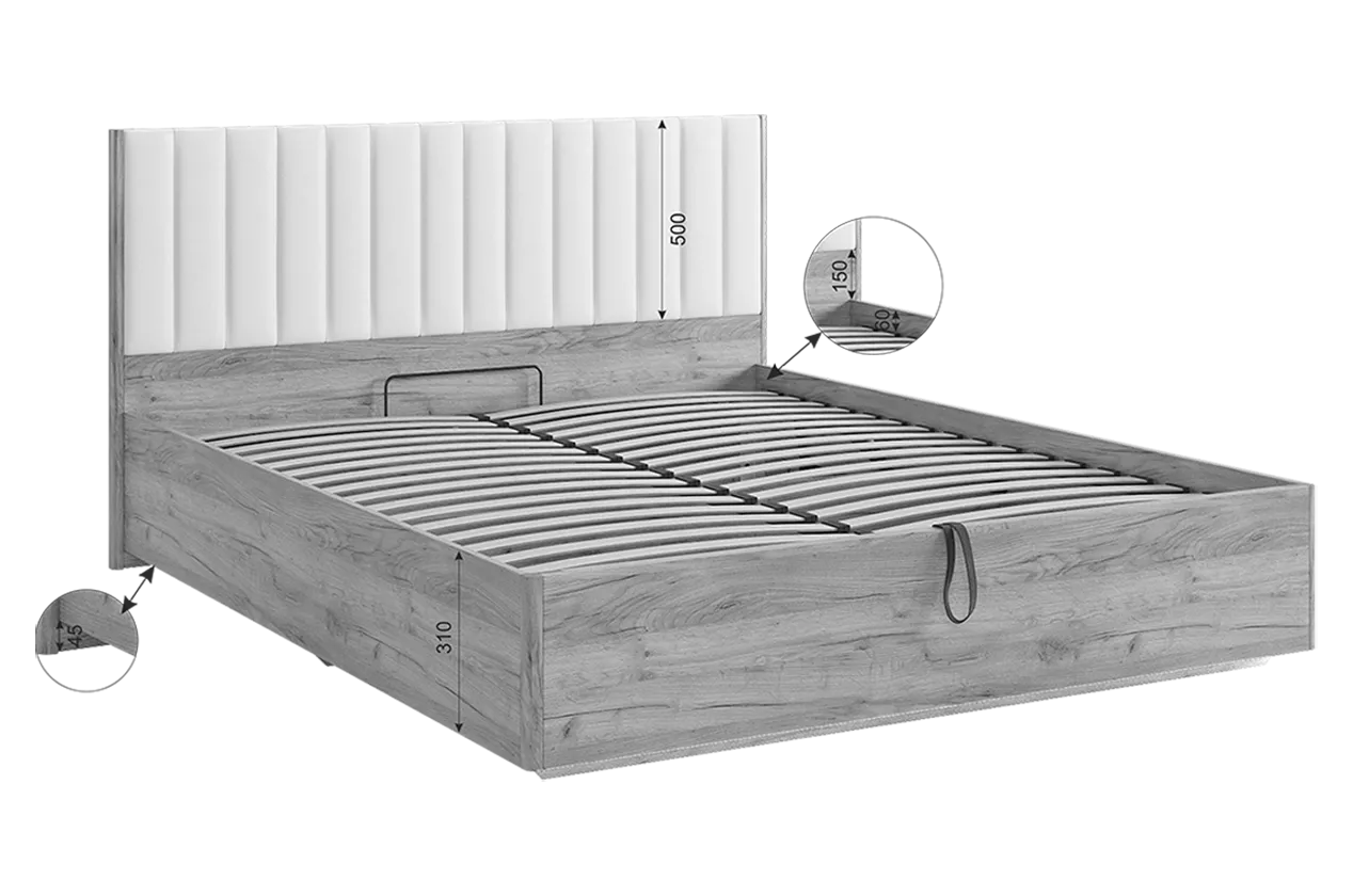 Кровать с подъемным механизмом Адам графит (Мебельсон) в Верхней Салде - verhnyaya-salda.mebel-e96.ru