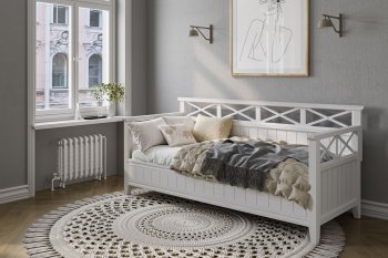 Кровать из массива Амелия белый античный (БМ) в Верхней Салде - verhnyaya-salda.mebel-e96.ru