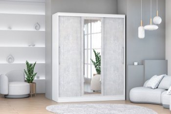 Шкаф-купе 1700 мм 3-х дверный с 1-м зеркалом (арт. 012) белый/цемент (Диал) в Верхней Салде - verhnyaya-salda.mebel-e96.ru