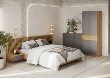 Спальный гарнитур Бостон Лайт серый (Стиль) в Верхней Салде - verhnyaya-salda.mebel-e96.ru