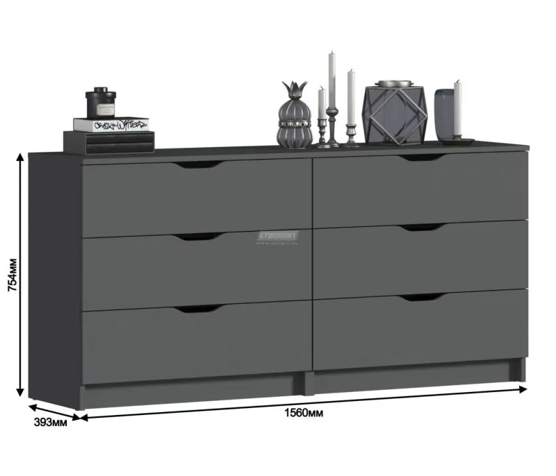 Комод Бруклин СБ-3252/1 (Диамант серый) (СП) в Верхней Салде - verhnyaya-salda.mebel-e96.ru