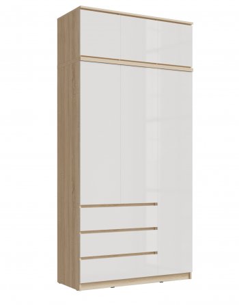 Шкаф 1200 мм Челси с антресолью, сонома/белый (Миф) в Верхней Салде - verhnyaya-salda.mebel-e96.ru