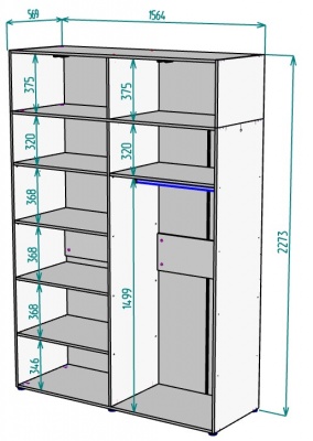 Шкаф 1564 мм Erik H318 + Антресоль HA4 (Графит) в Верхней Салде - verhnyaya-salda.mebel-e96.ru