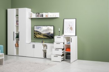 Стенка Эйр модульная, белый (Моби) в Верхней Салде - verhnyaya-salda.mebel-e96.ru
