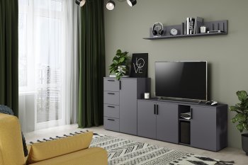 Стенка Эйр модульная, графит (Моби) в Верхней Салде - verhnyaya-salda.mebel-e96.ru