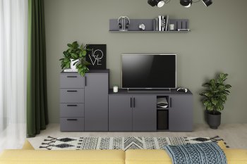Стенка Эйр комп.1, графит (Моби) в Верхней Салде - verhnyaya-salda.mebel-e96.ru