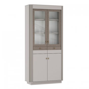 Шкаф витрина 34.05 Фантазия кашемир (Олмеко) в Верхней Салде - verhnyaya-salda.mebel-e96.ru