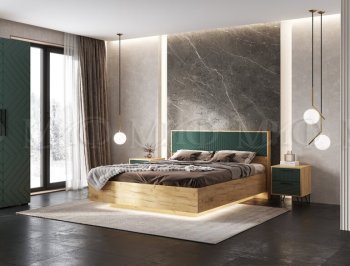 Кровать парящая Флэш крафт/грин (Миф) в Верхней Салде - verhnyaya-salda.mebel-e96.ru