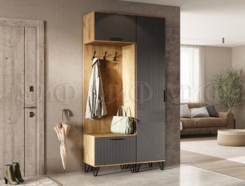 Прихожая Флэш комп. 3, крафт/графит (Миф) в Верхней Салде - verhnyaya-salda.mebel-e96.ru
