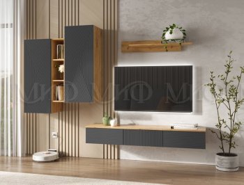 Стенка Флэш комп.2 крафт/графит (Миф) в Верхней Салде - verhnyaya-salda.mebel-e96.ru