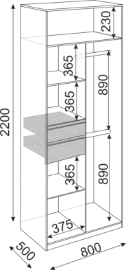 Шкаф 800 мм 2-х створчатый Глэдис (модуль 22) (Риннер) в Верхней Салде - verhnyaya-salda.mebel-e96.ru