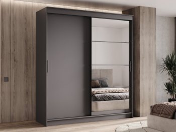 Шкаф-купе 2000 мм Гранд-1 ЛДСП/Зеркало, графит (Эра) в Верхней Салде - verhnyaya-salda.mebel-e96.ru