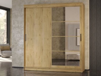 Шкаф-купе 2000 мм Гранд-1 ЛДСП/Зеркало, дуб вотан (Эра) в Верхней Салде - verhnyaya-salda.mebel-e96.ru