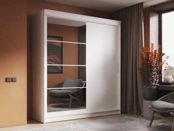 Шкаф-купе 2000 мм Гранд-1 ЛДСП/Зеркало, Белый (Эра) в Верхней Салде - verhnyaya-salda.mebel-e96.ru