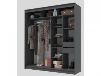 Шкаф-купе 2000 мм Гранд-1 зеркало/зеркало, графит (Эра) в Верхней Салде - verhnyaya-salda.mebel-e96.ru