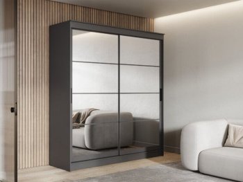 Шкаф-купе 2000 мм Гранд-1 зеркало/зеркало, графит (Эра) в Верхней Салде - verhnyaya-salda.mebel-e96.ru