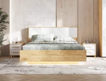 Кровать парящая Ирис крафт/белый с подсветкой (Миф) в Верхней Салде - verhnyaya-salda.mebel-e96.ru