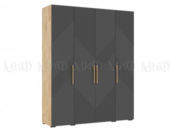 Шкаф 1800 мм Ирис с антресолью крафт/графит (Миф) в Верхней Салде - verhnyaya-salda.mebel-e96.ru