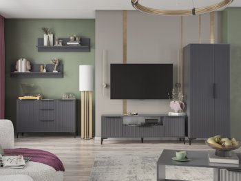 Стенка Кимберли графит, модульная (Handis) в Верхней Салде - verhnyaya-salda.mebel-e96.ru