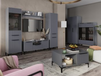 Стенка Кимберли графит, модульная (Handis) в Верхней Салде - verhnyaya-salda.mebel-e96.ru