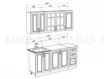 Кухонный гарнитур Констанция 1800 мм белый/джинс (Миф) в Верхней Салде - verhnyaya-salda.mebel-e96.ru