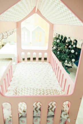 Кроватка-домик без ящика 800*1600 (Розовый) в Верхней Салде - verhnyaya-salda.mebel-e96.ru