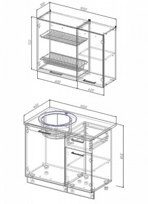 Кухонный гарнитур Антрацит 1000 в Верхней Салде - verhnyaya-salda.mebel-e96.ru