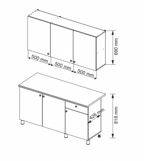 Кухонный гарнитур POINT 1500 мм (Гор) в Верхней Салде - verhnyaya-salda.mebel-e96.ru