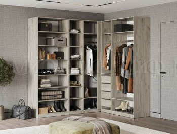 Гардеробная/шкаф 2200*1706 мм Ларго №3 дуб крафт серый/кашемир (Миф) в Верхней Салде - verhnyaya-salda.mebel-e96.ru