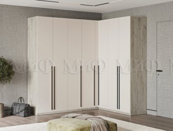 Гардеробная/шкаф 2200*1706 мм Ларго №3 дуб крафт серый/кашемир (Миф) в Верхней Салде - verhnyaya-salda.mebel-e96.ru