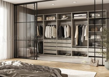 Гардеробная/шкаф 4000 мм Ларго №1 открытая дуб крафт серый (Миф) в Верхней Салде - verhnyaya-salda.mebel-e96.ru