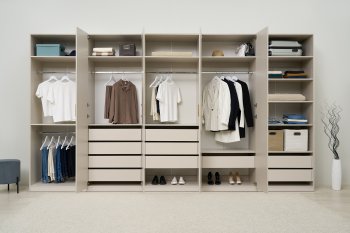 Гардеробная/шкаф 4000 мм Ларго №4 Кашемир (Миф) в Верхней Салде - verhnyaya-salda.mebel-e96.ru