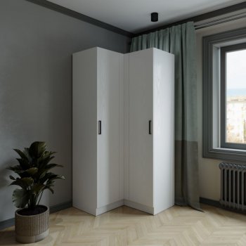 Шкаф угловой Ларс (угол прямой), Белый (Микон) в Верхней Салде - verhnyaya-salda.mebel-e96.ru