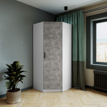 Шкаф угловой Ларс (угол скос), Белый/Ателье светлое (Микон) в Верхней Салде - verhnyaya-salda.mebel-e96.ru