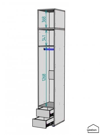Шкаф с антресолью 400 мм Linnea MHR-1A-3 2450х400х510 (Белый-М 11.1.2) в Верхней Салде - verhnyaya-salda.mebel-e96.ru