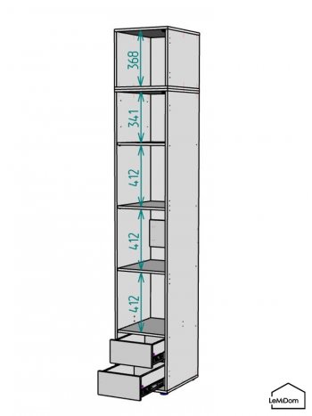 Шкаф с антресолью 400 мм Linnea MHR-1A-4 2450х400х510 (Графит-М 11.1.25) в Верхней Салде - verhnyaya-salda.mebel-e96.ru
