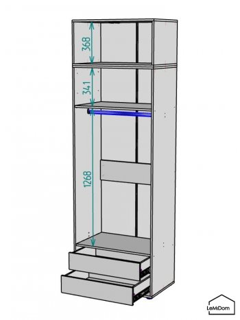 Шкаф с антресолью 800 мм Linnea MHR-2A-3 2450х800х510 (Графит-М 11.1.25) в Верхней Салде - verhnyaya-salda.mebel-e96.ru