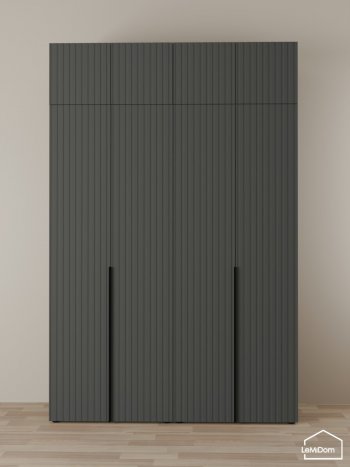 Шкаф с антресолью 1600 мм Linnea MHR-4A-1 2450х1600х510 (Графит-М 11.1.25) в Верхней Салде - verhnyaya-salda.mebel-e96.ru