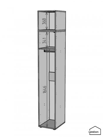 Шкаф с антресолью 400 мм Linnea MHR-1A-1 2450х400х510 (Графит-М 11.1.25) в Верхней Салде - verhnyaya-salda.mebel-e96.ru