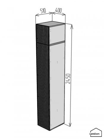 Шкаф с антресолью 400 мм Linnea MHR-1A-1 2450х400х510 (Графит-М 11.1.25) в Верхней Салде - verhnyaya-salda.mebel-e96.ru