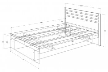 Кровать двуспальная Лиана графит (Зарон) в Верхней Салде - verhnyaya-salda.mebel-e96.ru