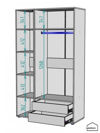 Шкаф Linnea MHR-3-2 2050х1200х510 (ДВ-М 11.1.25) в Верхней Салде - verhnyaya-salda.mebel-e96.ru