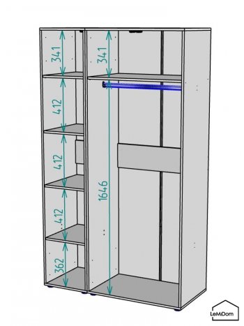 Шкаф Linnea MHR-3-1 2050х1200х510 (ДВ-М 11.1.25) в Верхней Салде - verhnyaya-salda.mebel-e96.ru