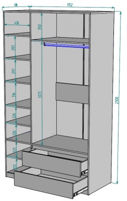 Шкаф Мальта 1350 мм Графит в Верхней Салде - verhnyaya-salda.mebel-e96.ru