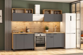 Кухонный гарнитур Монако 2000 мм графит (СВ) в Верхней Салде - verhnyaya-salda.mebel-e96.ru