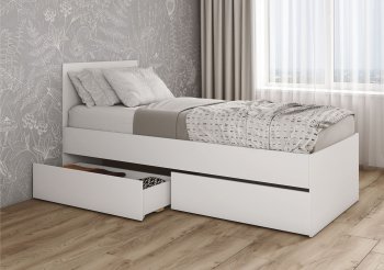 Кровать с ящиками Мори 1600.1/1 , белый (ДСВ) в Верхней Салде - verhnyaya-salda.mebel-e96.ru
